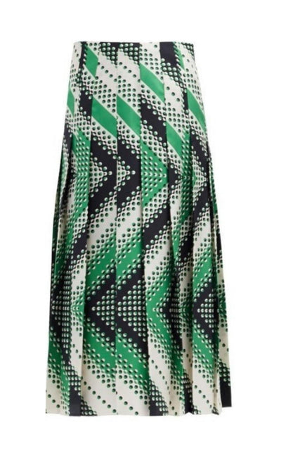 Gucci Pleated Chevron Print Silk Skirt - Runway Catalog