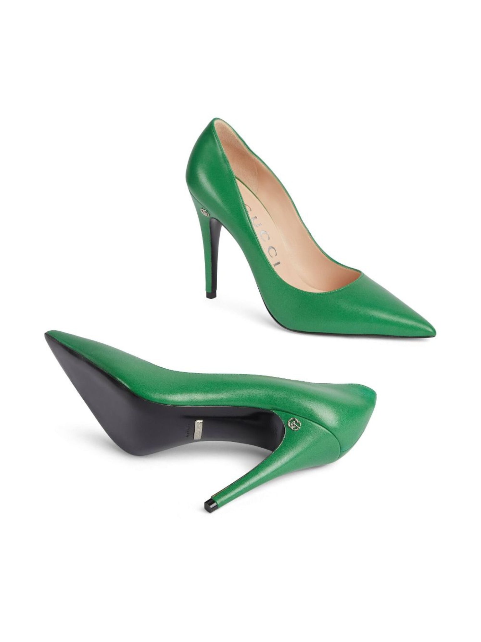 Gucci Pointed-toe 105mm Green Leather Pumps | Runway Catalog