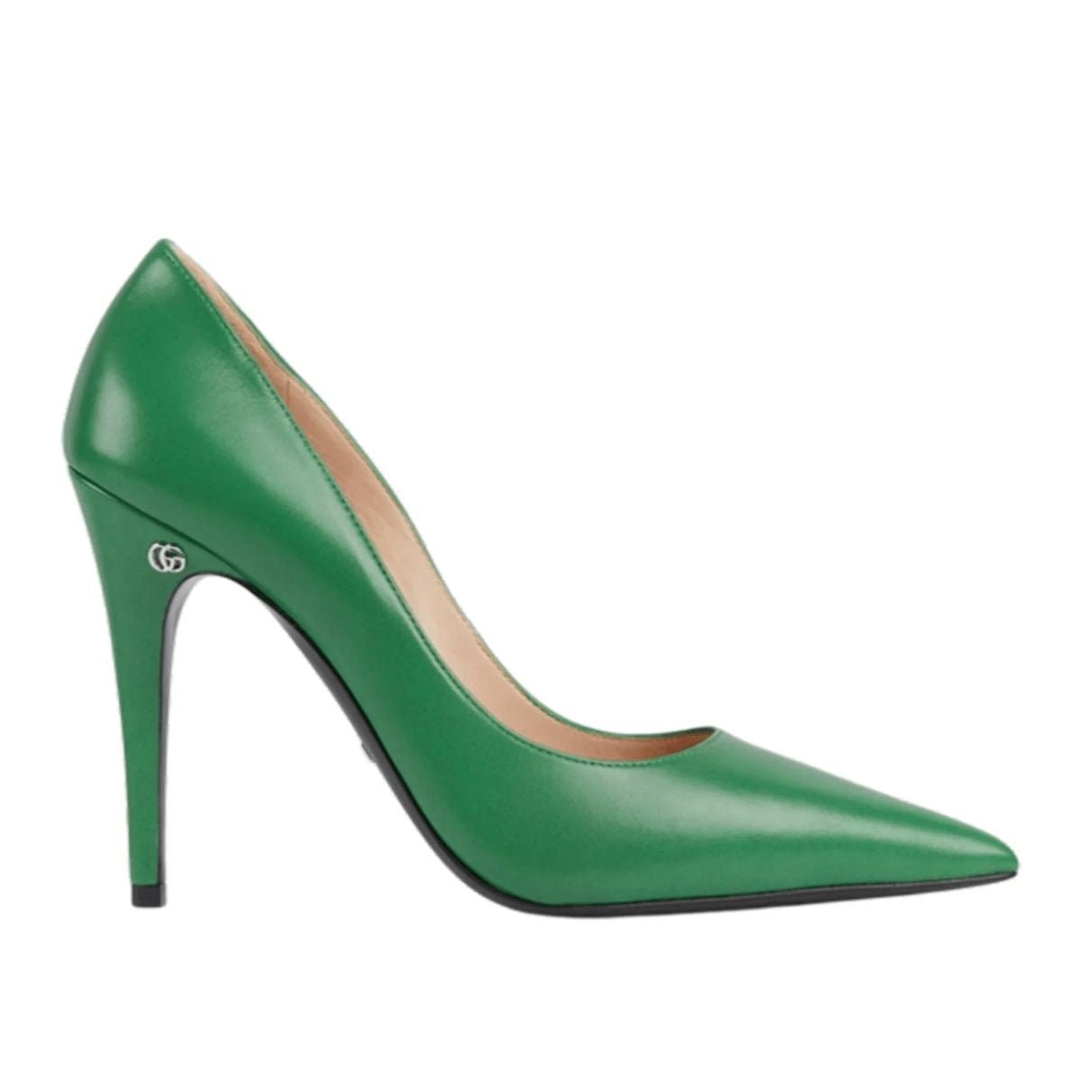 Escarpins à bout pointu Gucci en cuir vert, talon 105 mm - Catalogue Runway