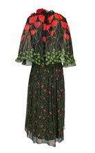 Gucci Poppy Field fil coupé silk cape dress with floral print