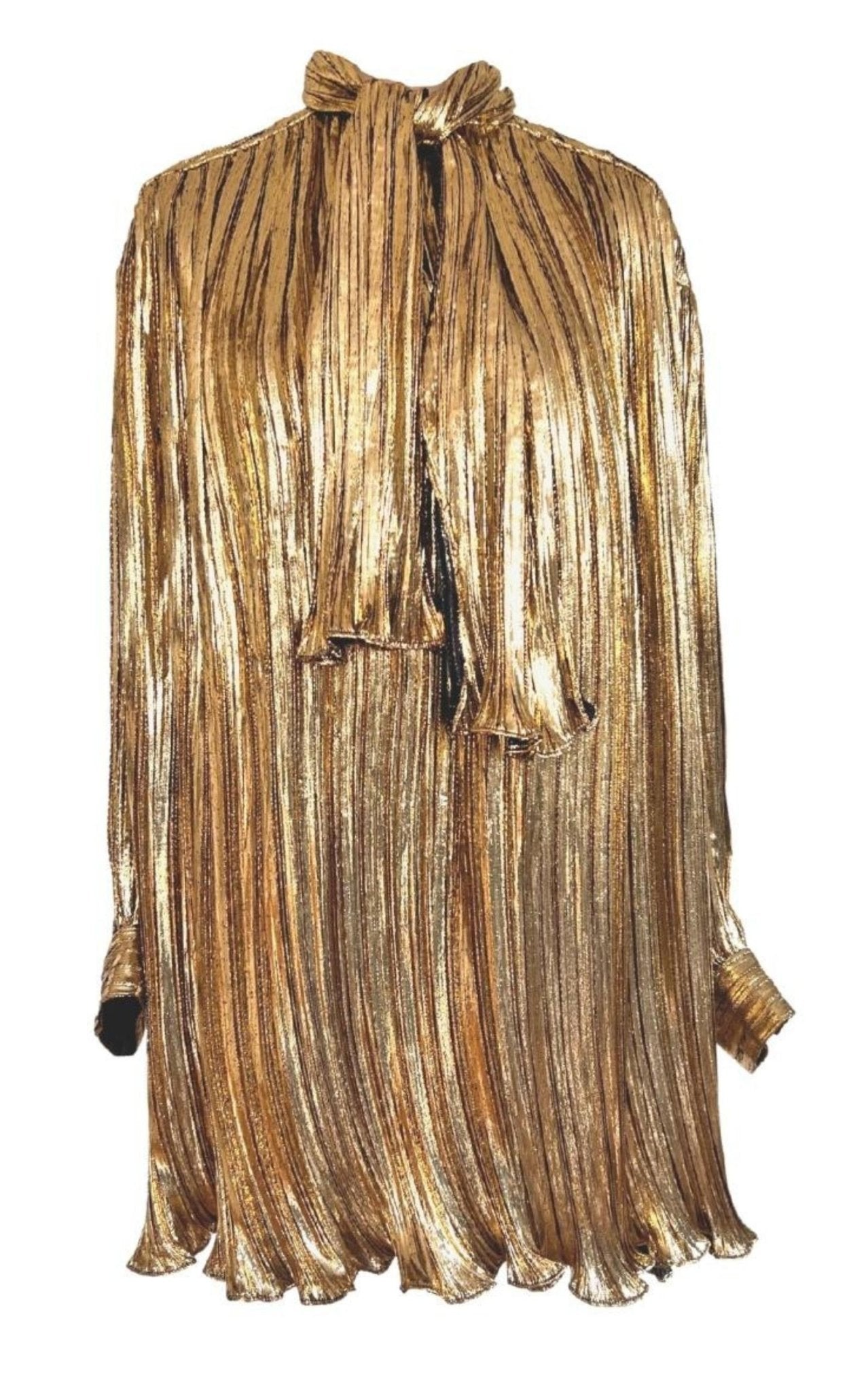 Gucci Pussy - bow Silk - blend Lamé Mini Dress - Runway Catalog