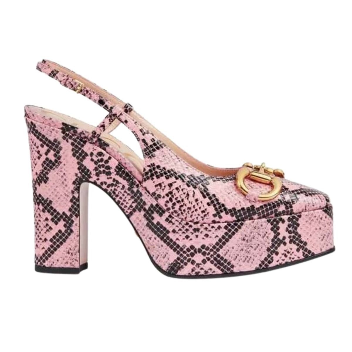 Gucci Python Snakeskin-Print Platform Pumps