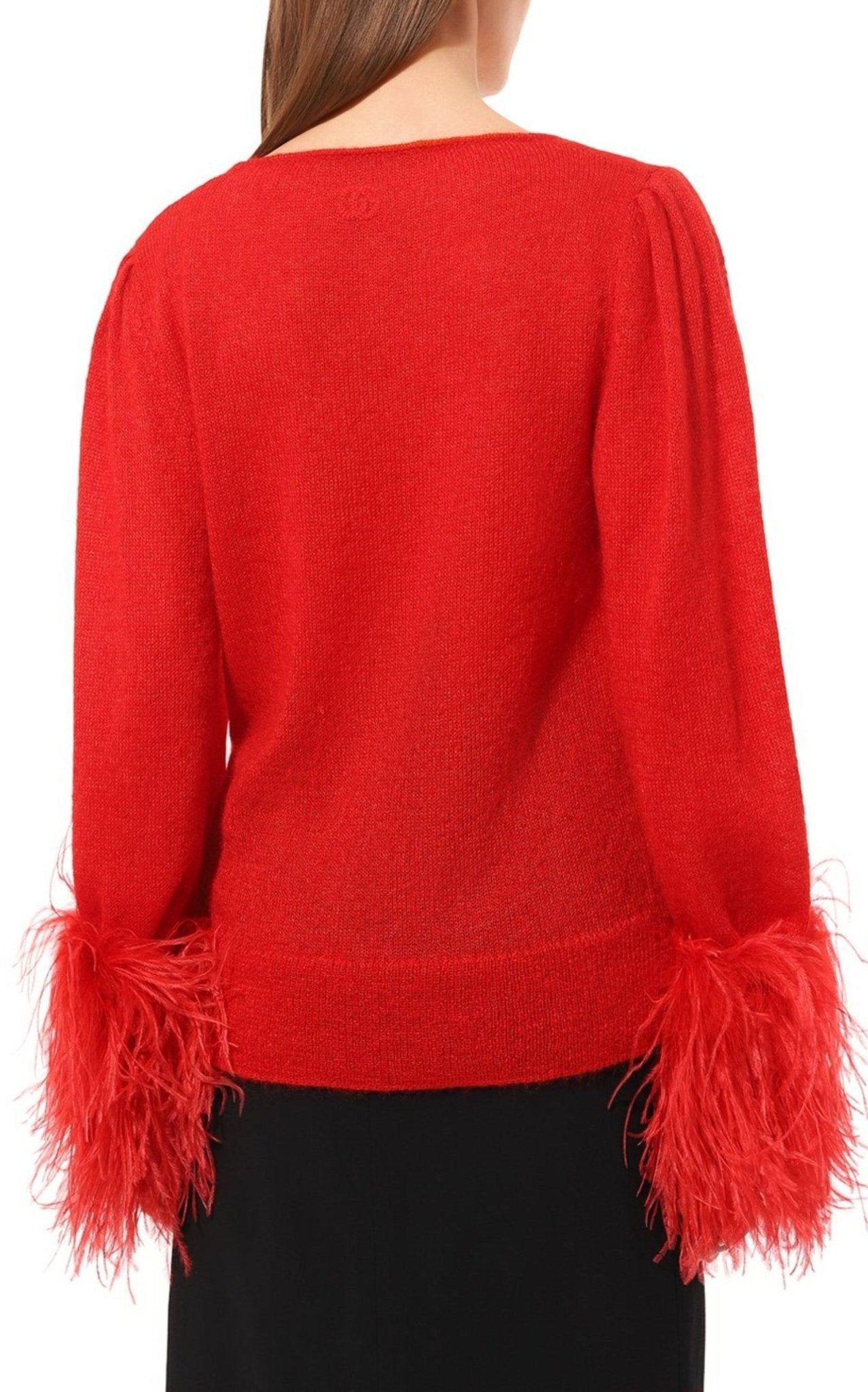 Gucci Red Feather Cuff Mohair Sweater - Runway Catalog