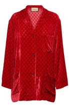 Gucci GG embossed velvet shirt red front view