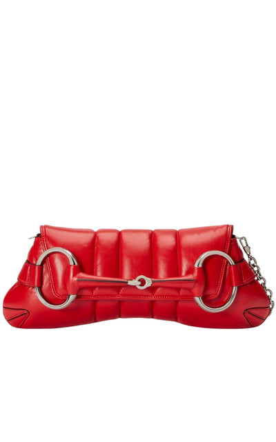 Gucci Red Horsebit Chain Medium Shoulder Bag - Runway Catalog