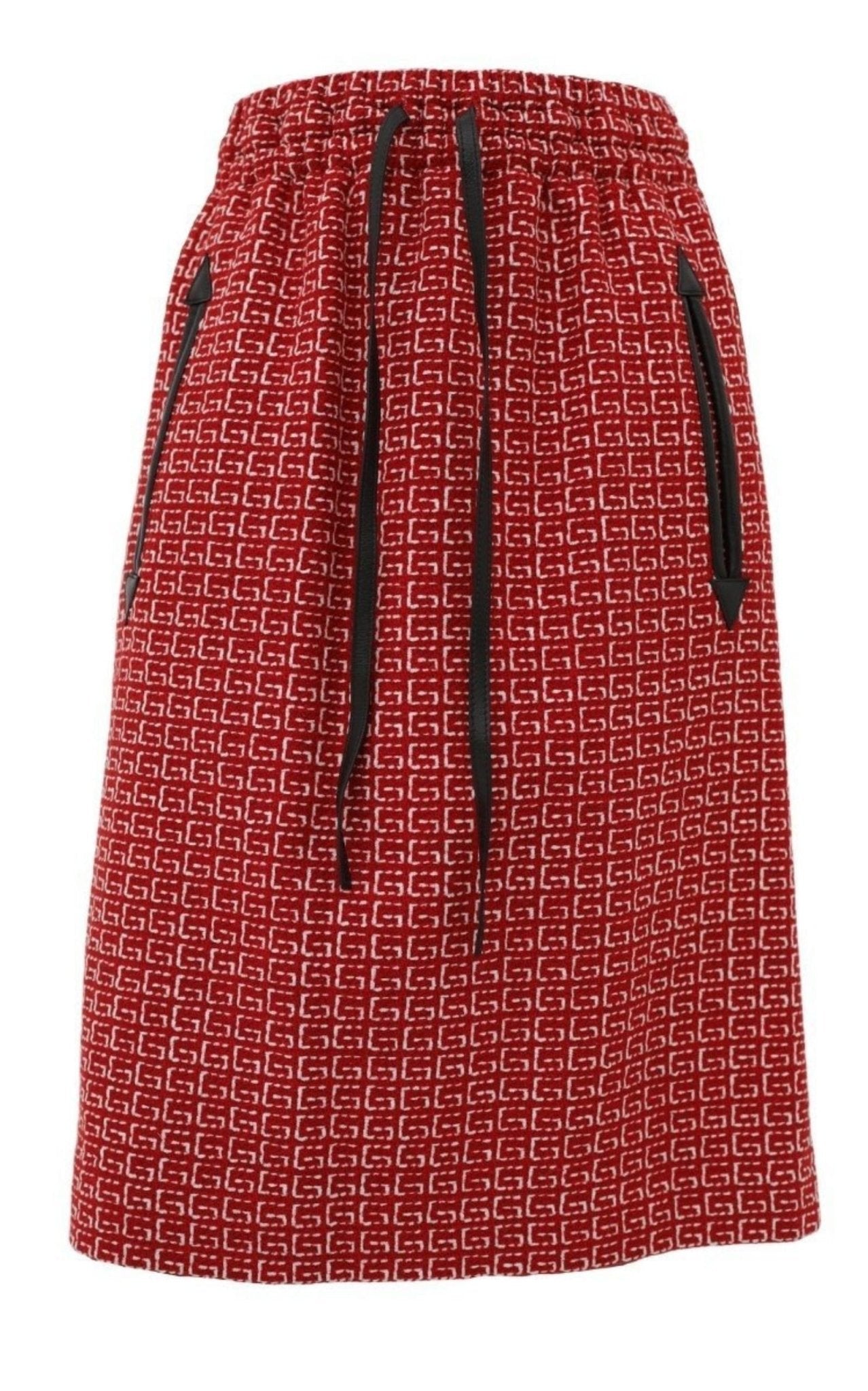 Gucci Red Jacquard GG Drawstring Skirt