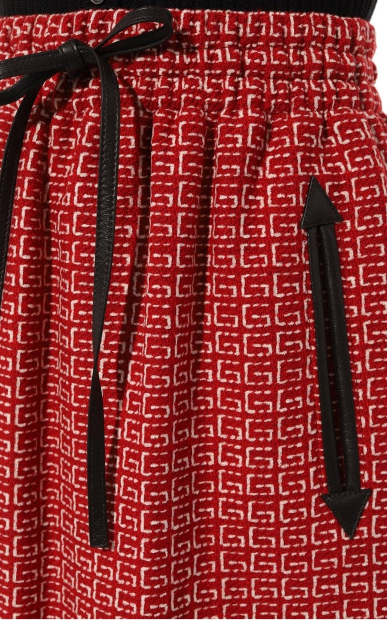 Gucci Red Jacquard GG Drawstring Skirt
