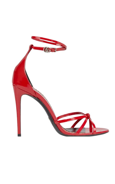 Gucci Red Patent Leather Sandals Double G Ankle Strap - Runway Catalog