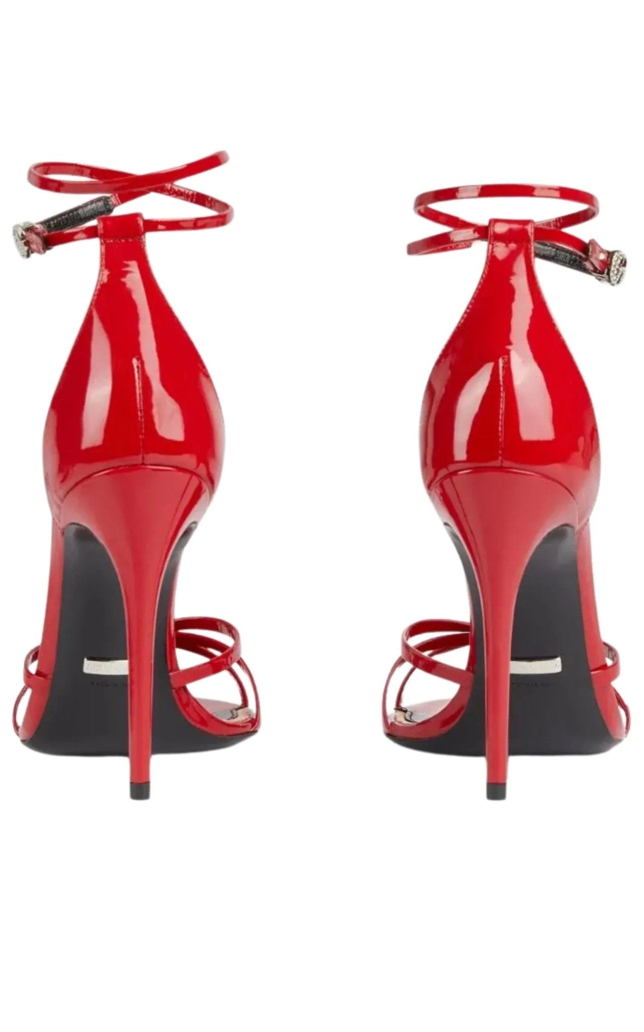 グッチ サンダル パテントレザー アンクルストラップ レッド 36.5 Gucci Red Patent Leather Sandals Double G Ankle Strap