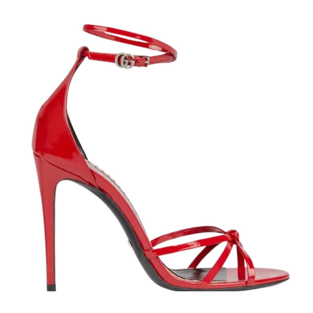 Gucci Red Patent Leather Sandals Double G Ankle Strap – Runway Catalog