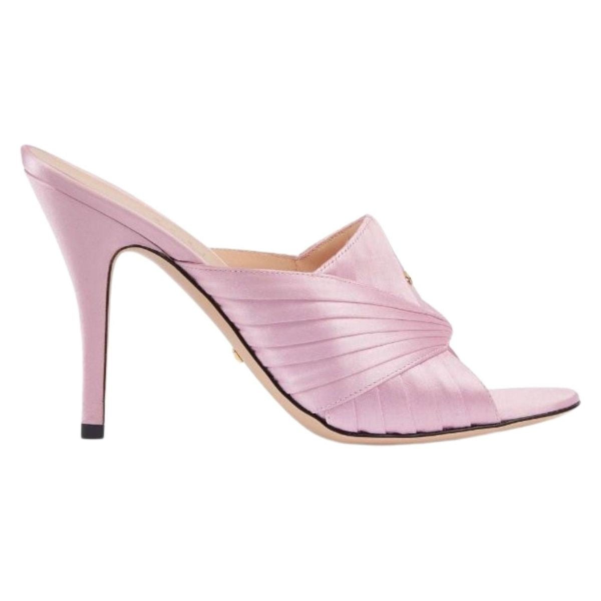 Sandales Gucci Rose Satin Double G 95 mm - Catalogue défilé