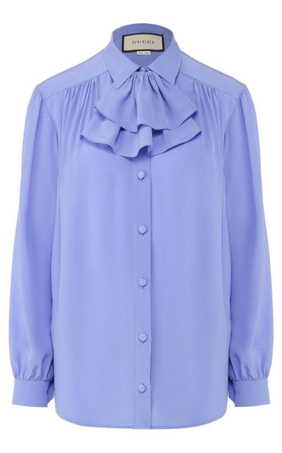 Gucci Ruffle - neck Silk Blouse - Runway Catalog
