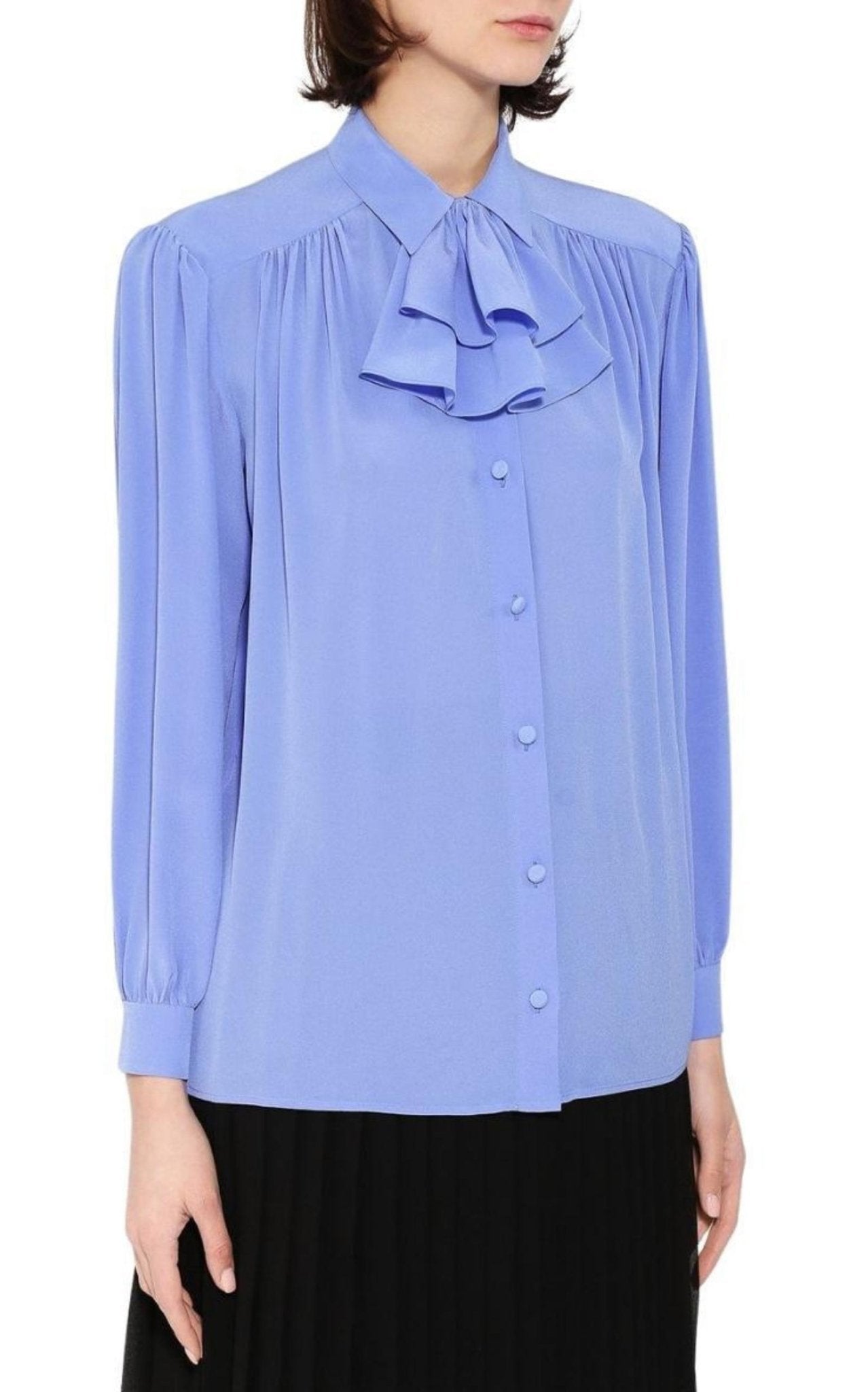 【美品】Gucci ruffled printed silk blouse Gucci Spring 1999 Tom Ford Iconic Runway Pink Floral Silk Ruffle