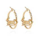 Gucci script logo crystal gold tone hoop earrings