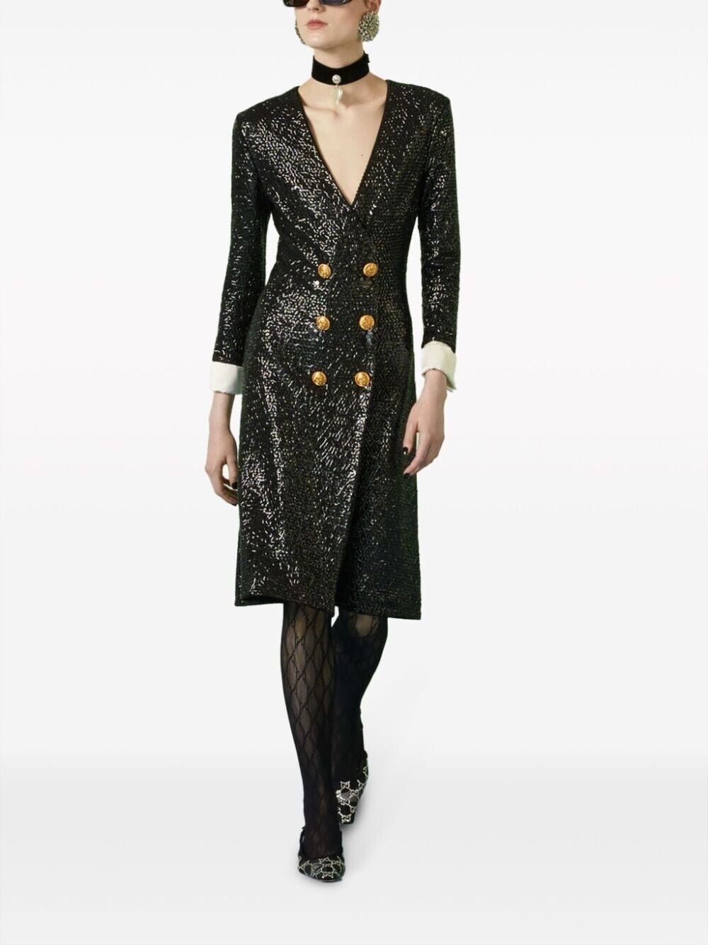 Gucci Sequin - embellished V - neck Midi Dress - Runway Catalog