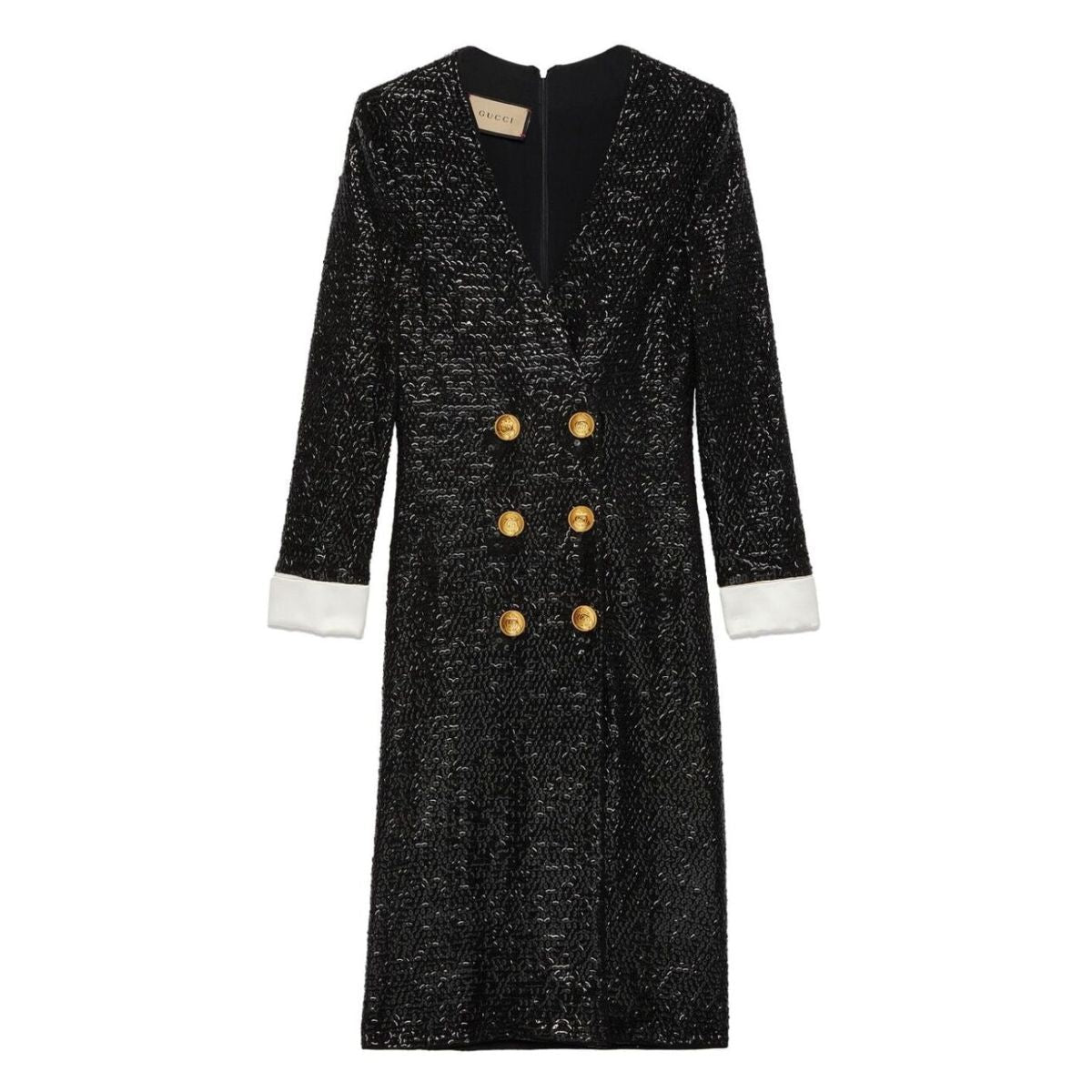 Gucci Robe midi à paillettes et encolure en V - Catalogue défilé