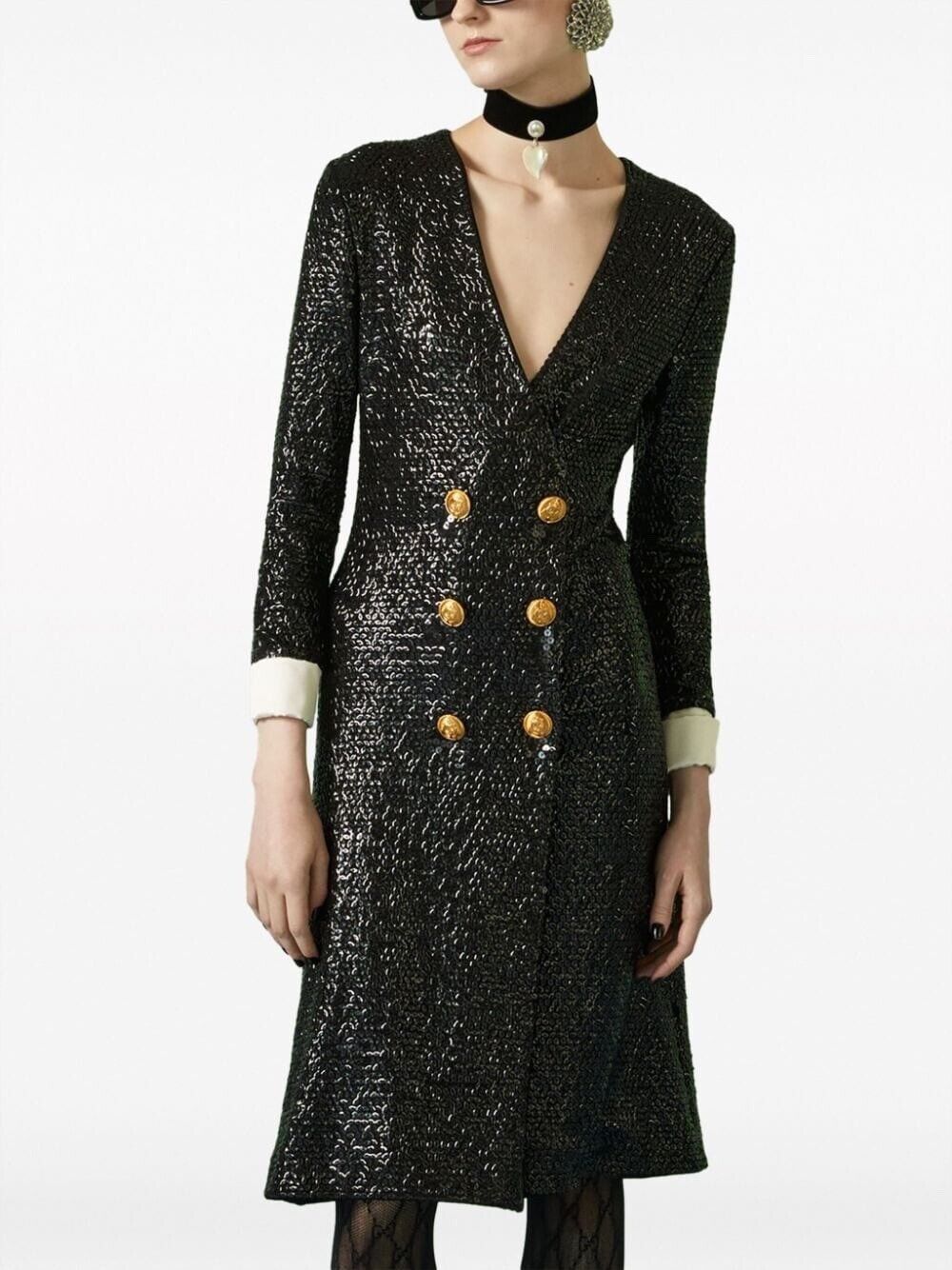 Gucci Sequin - embellished V - neck Midi Dress - Runway Catalog