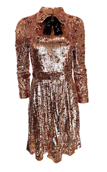 gucci sequin-embroidered tulle dress Gucci Crystal Embroidered Sequin Tulle Dress 42