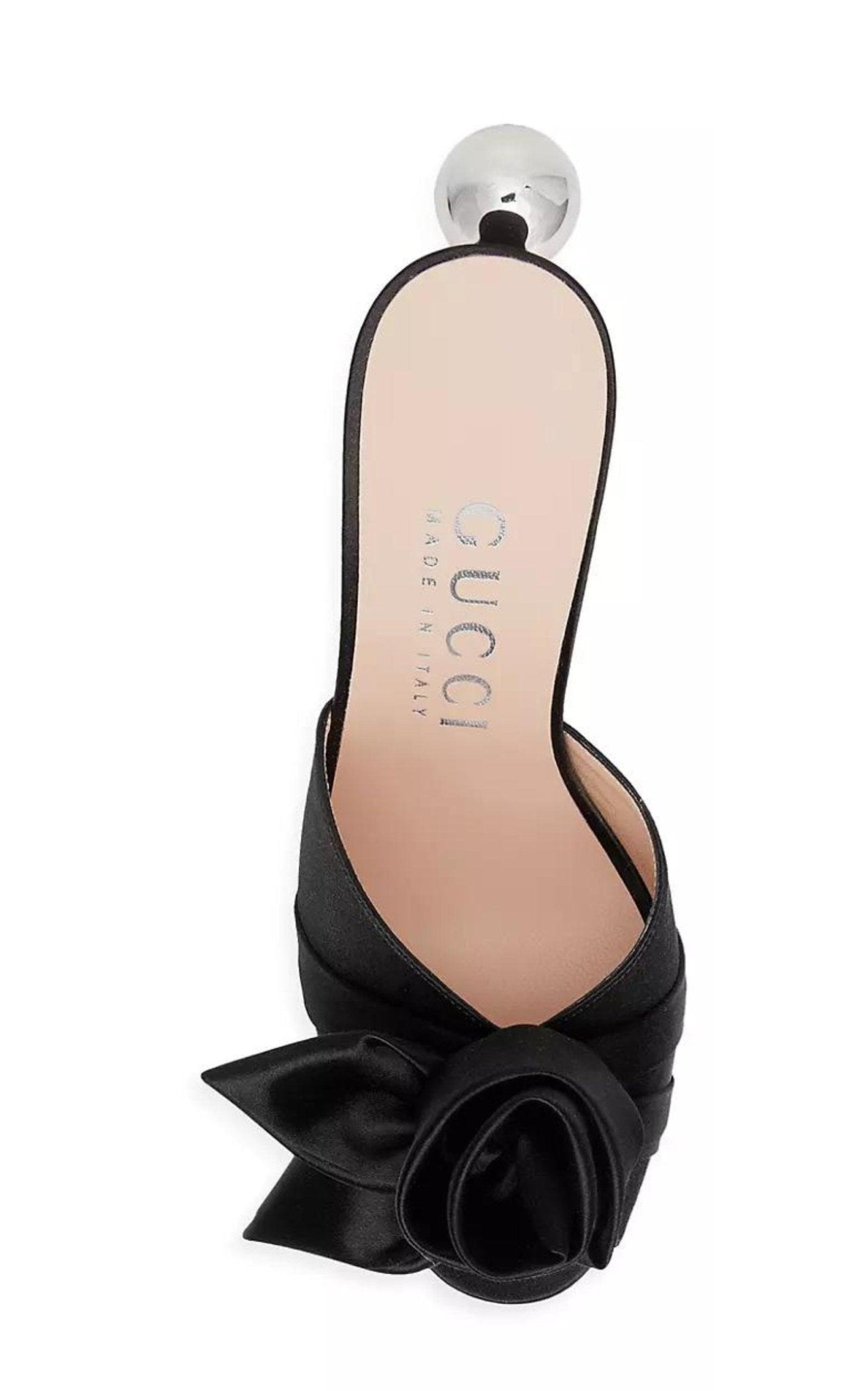 Gucci Shawana Satin Flower Mules in Black