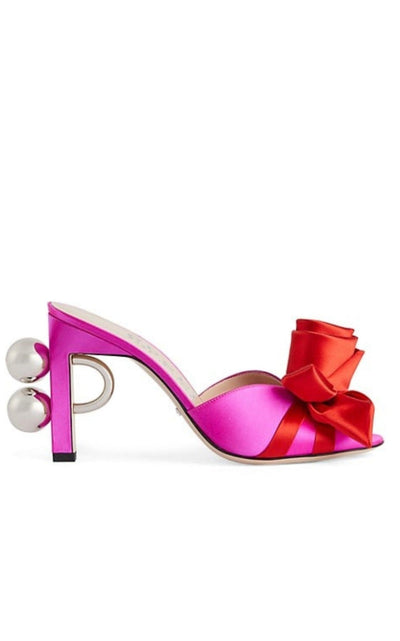 Gucci Shawana Satin Flower Mules in Pink - Runway Catalog