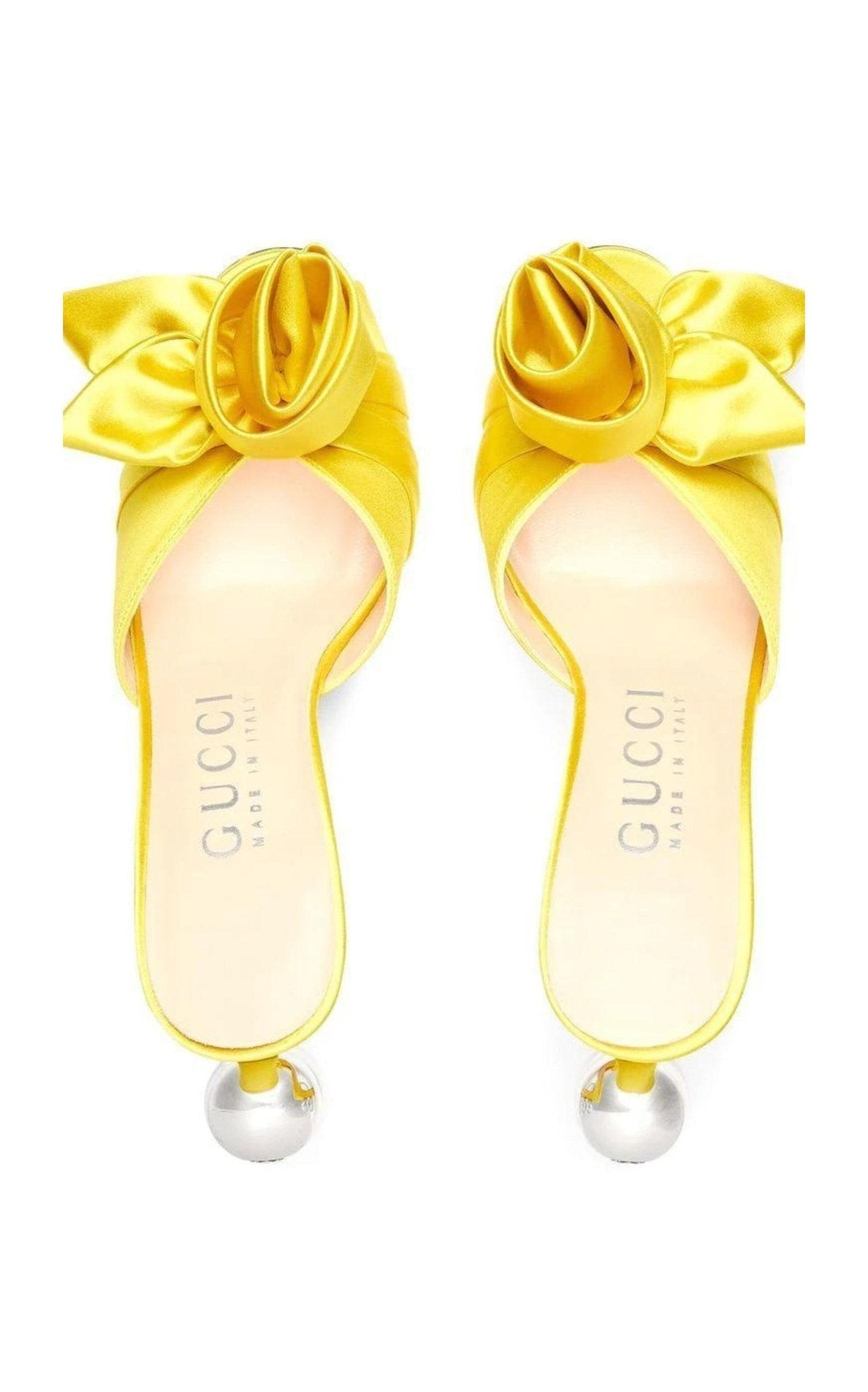 Gucci Shawana Satin Flower Mules in Yellow - Runway Catalog