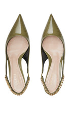 Gucci Signoria Patent Leather Slingback Pumps in green 