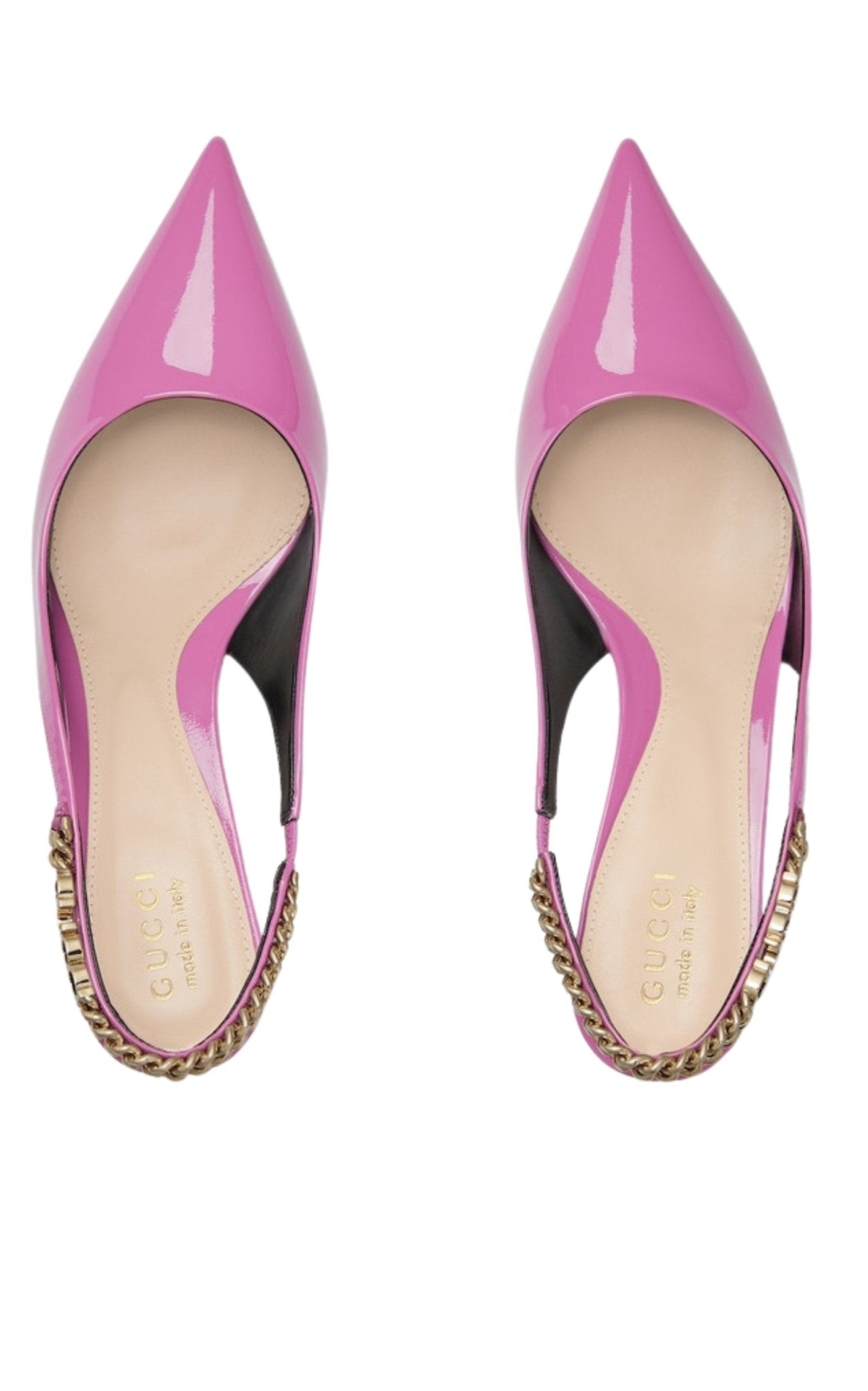 Gucci Signoria Patent Leather Slingback Pumps in pink