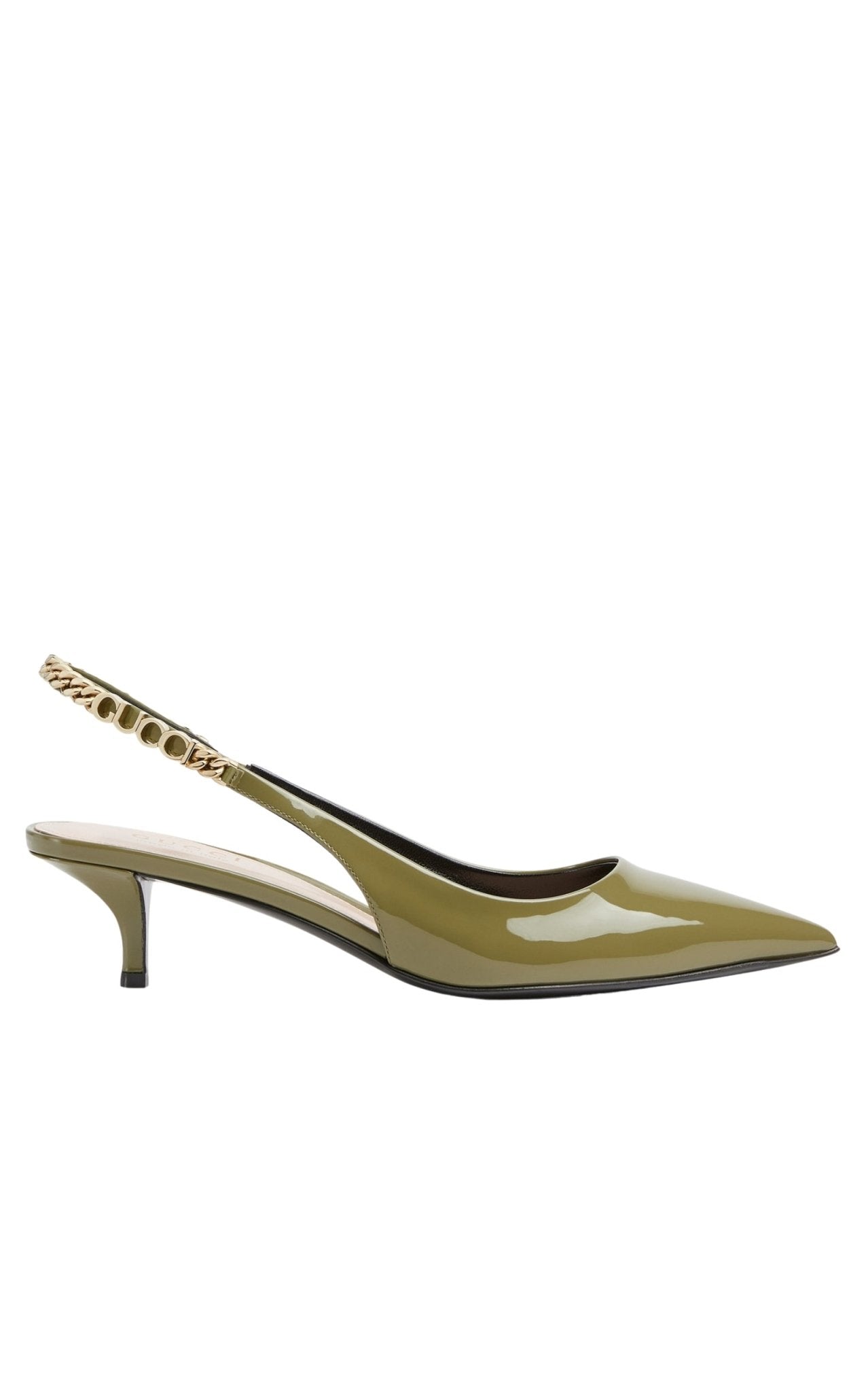 Gucci Signoria Patent Leather Slingback Pumps in green