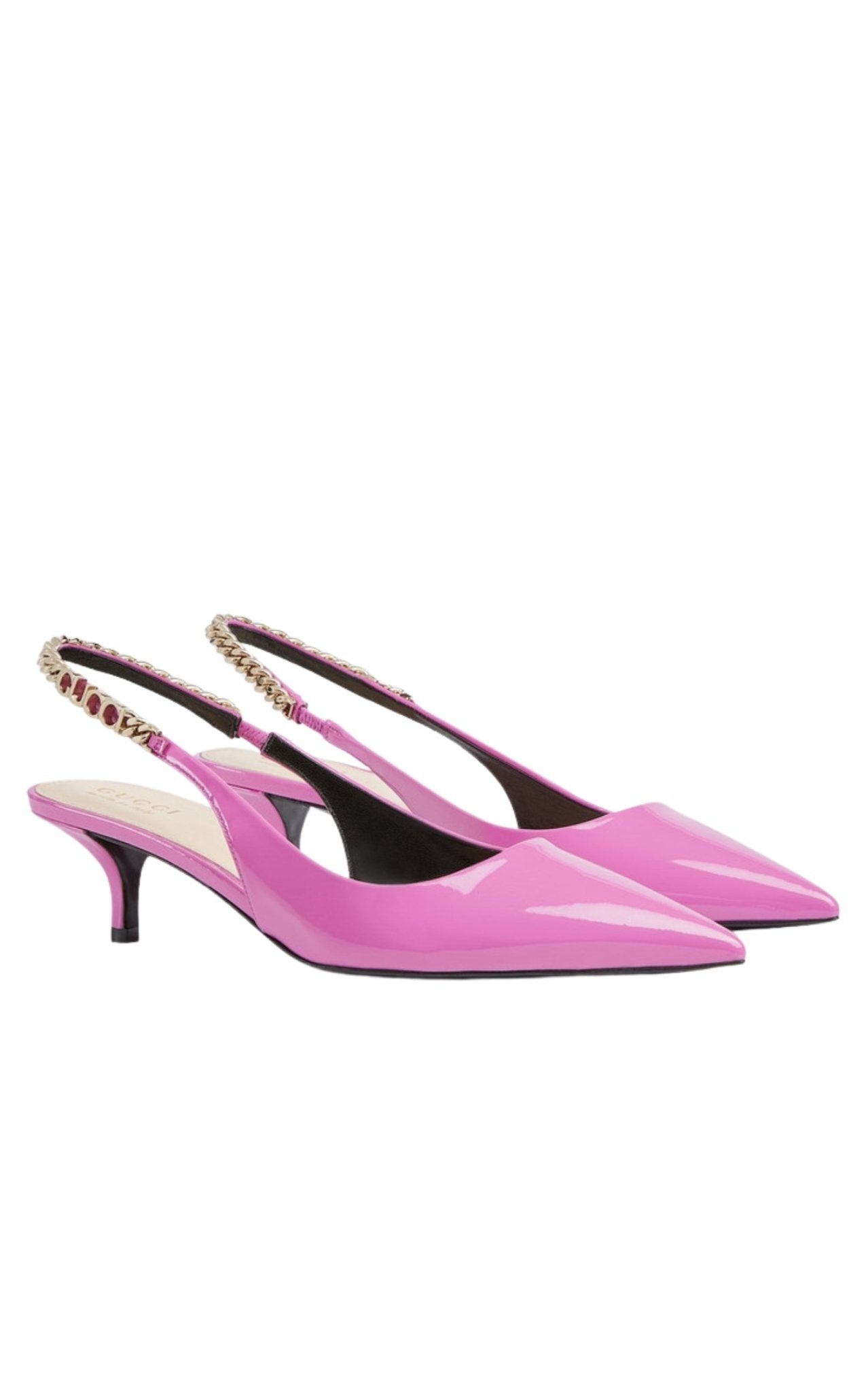 Gucci Signoria Patent Leather Slingback Pumps in pink