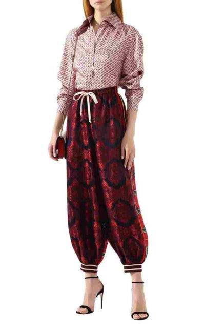 Gucci Silk Spice Blue Twill Trouser Jogger Pants - Runway Catalog