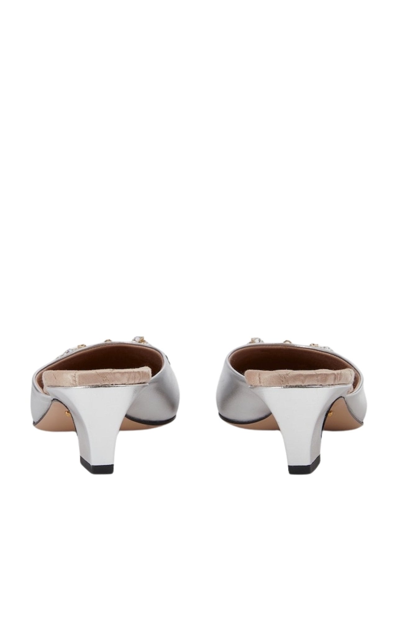 Gucci Silver Leather Horsebit Mules