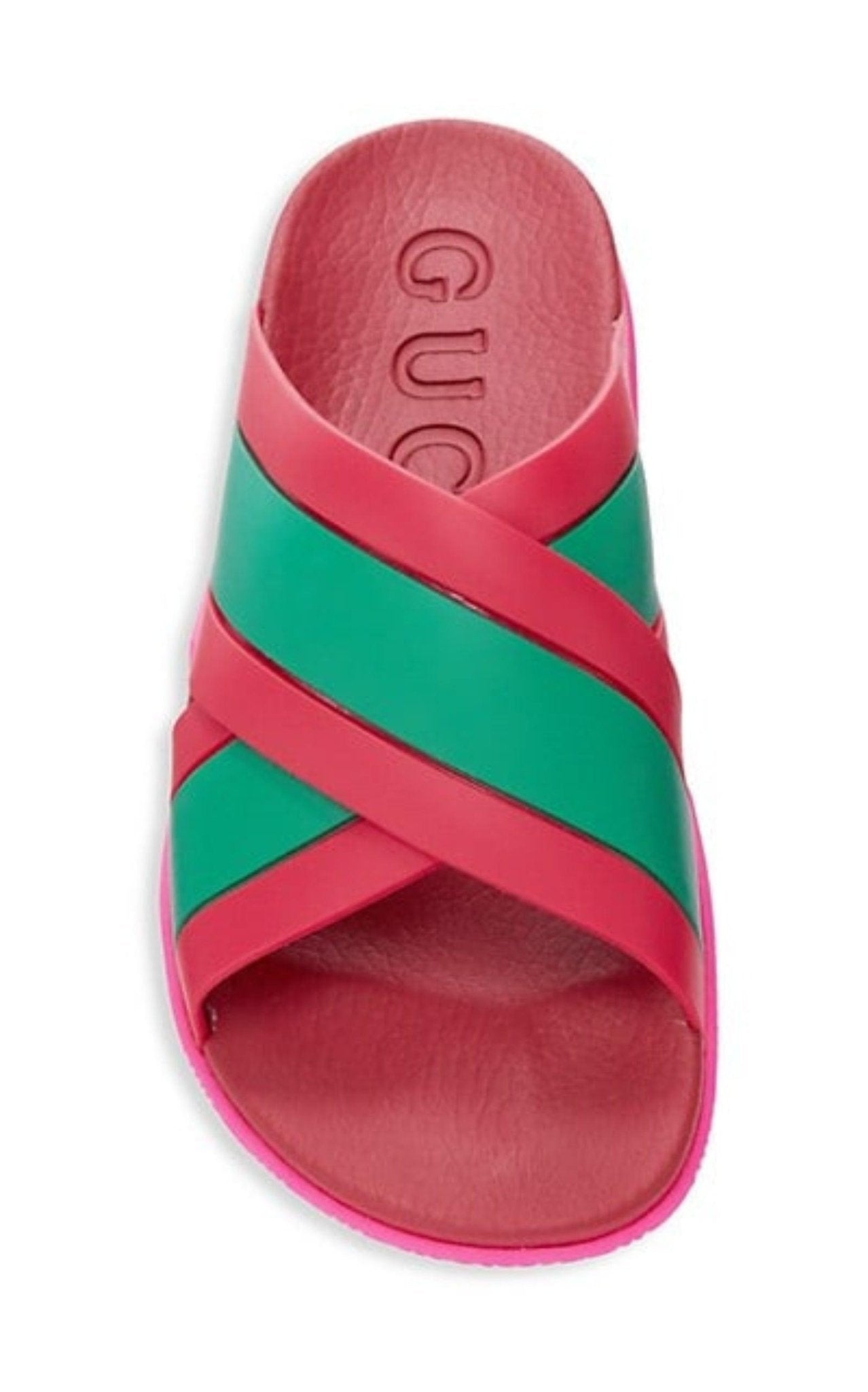 GUCCI web スライド　サンダル　ピンクラバー Gucci Slides with Web Details – Runway Catalog