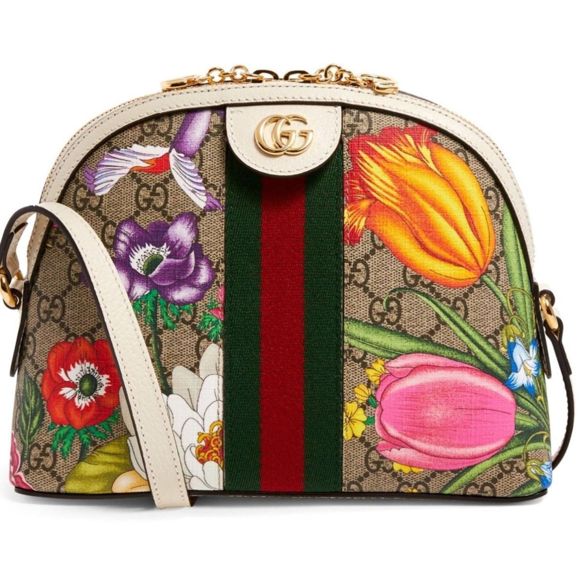GUCCI フラワープリント ショルダーバッグ Gucci Padlock Flora small GG Supreme Canvas Shoulder Bag | eBay