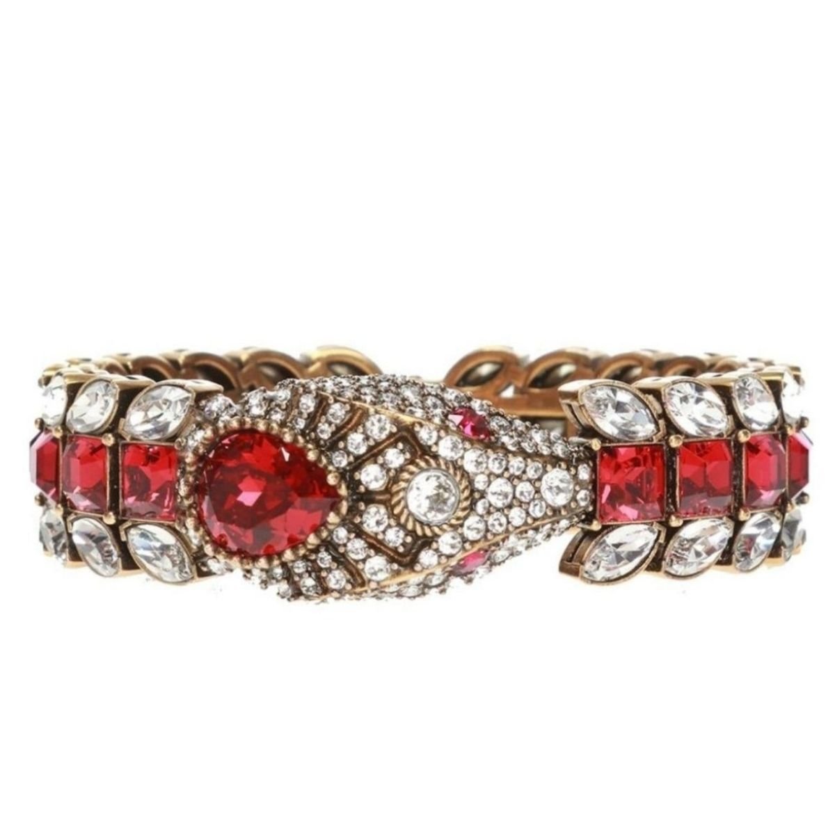 Gucci Snake Motif Crystal-embellished Bracelet