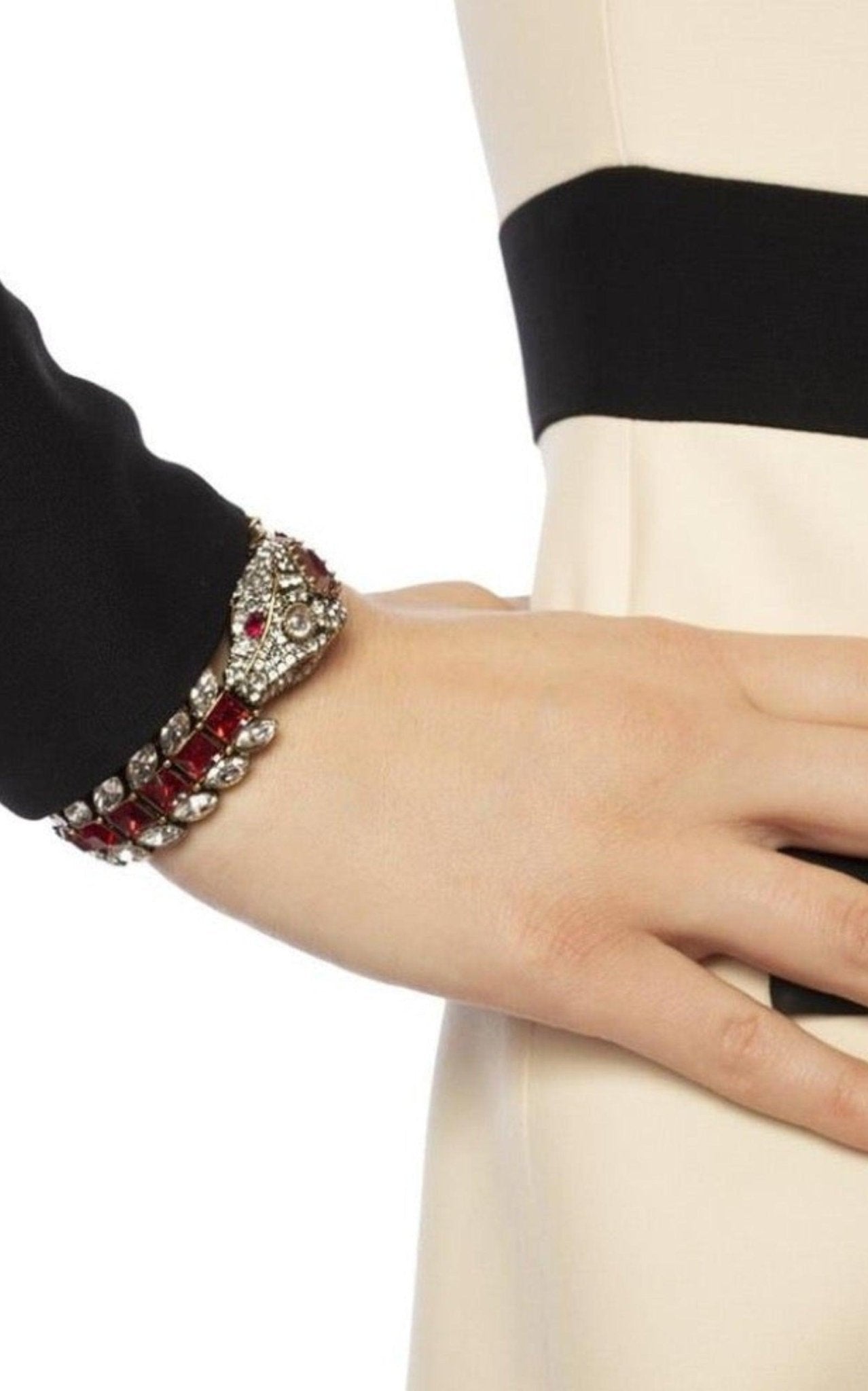 Gucci Snake Motif Crystal-embellished Bracelet