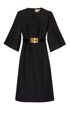 Gucci wool silk midi dress black front view