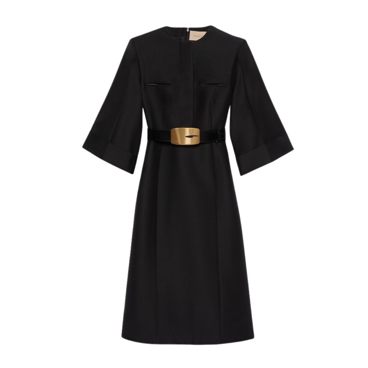 Gucci Soft Wool Silk Midi Dress with Leather G Belt - Runway Catalog