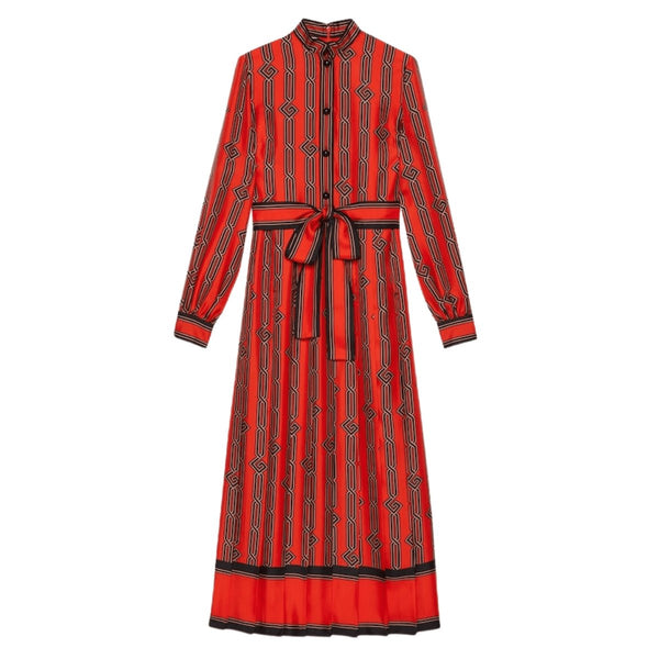 Gucci Square G Chain Print Silk Dress – Runway Catalog