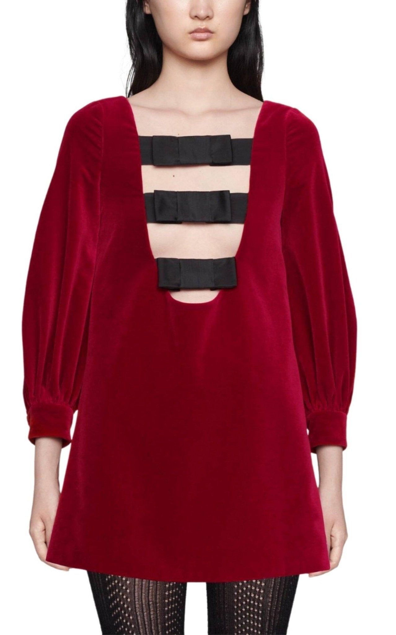 Gucci Stretch Cotton - Velvet Mini Dress - Runway Catalog