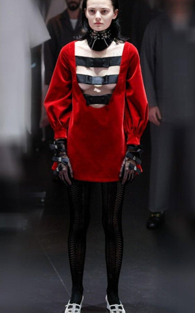 Gucci Stretch Cotton - Velvet Mini Dress - Runway Catalog