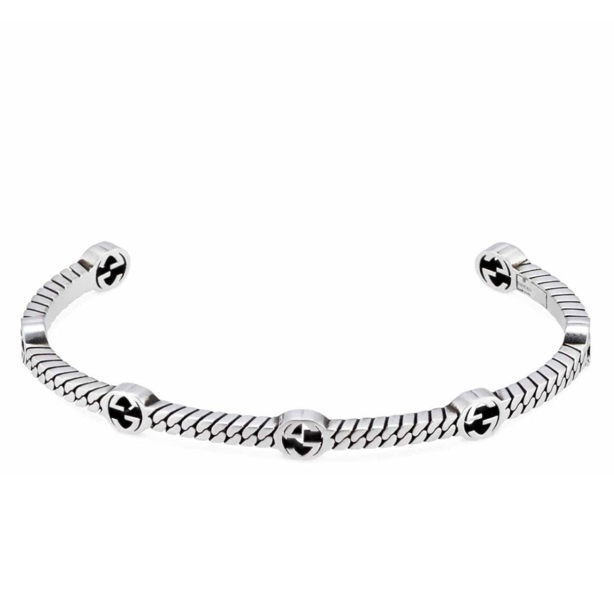 Gucci Thin Interlocking G Sterling Silver Cuff Bracelet - Runway Catalog