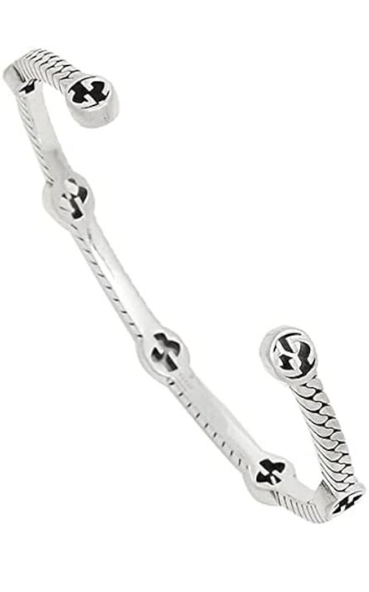 Gucci Thin Interlocking G Sterling Silver Cuff Bracelet - Runway Catalog