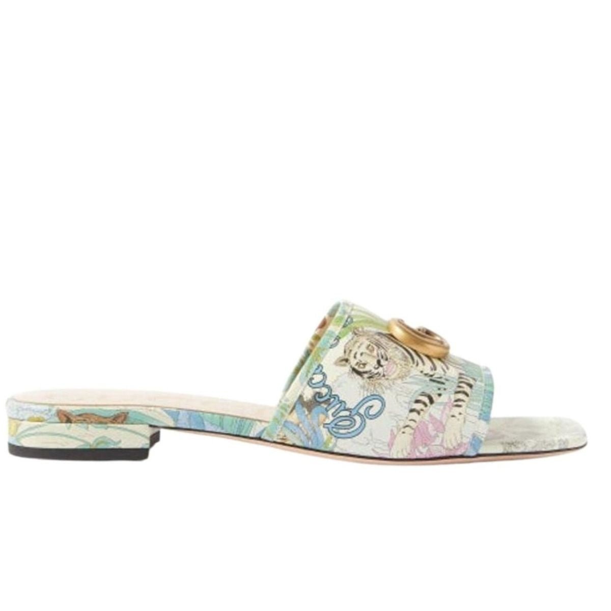 Gucci Tiger - print Leather Slides - Runway Catalog