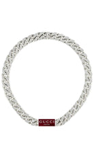 Gucci Trademark 925 sterling silver chain necklace with Rosso Ancora red enamel tag pendant