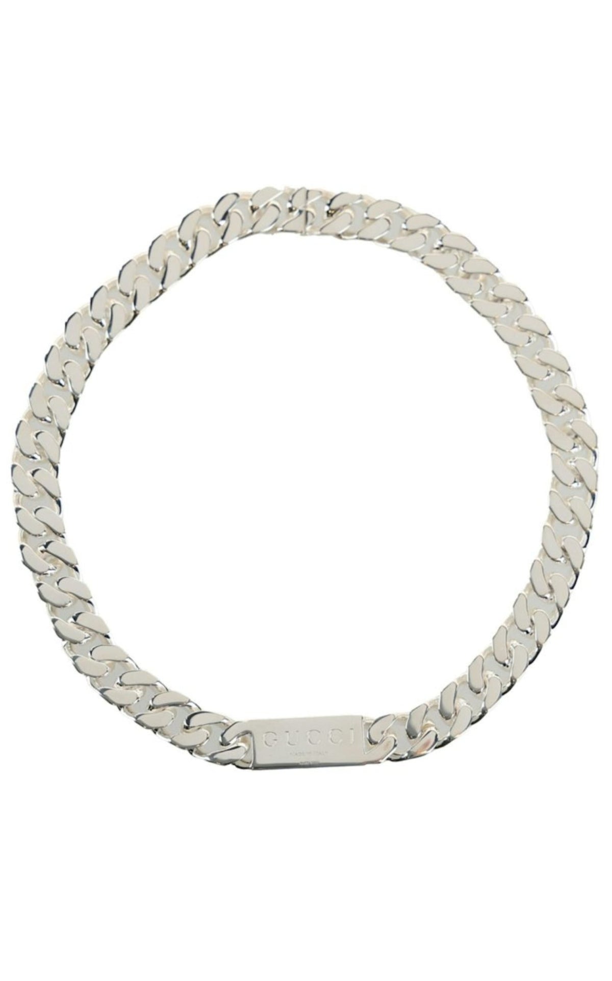 Gucci Trademark 925 sterling silver chain necklace with Rosso Ancora red enamel tag pendant