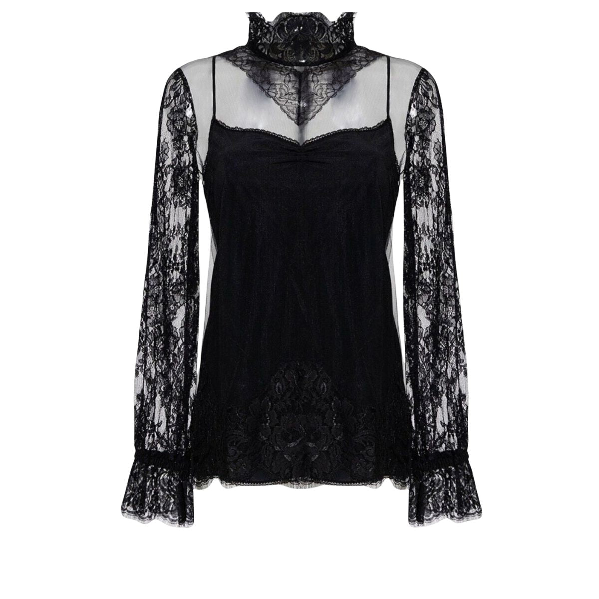 Gucci Black Tulle Lace Shirt - New York