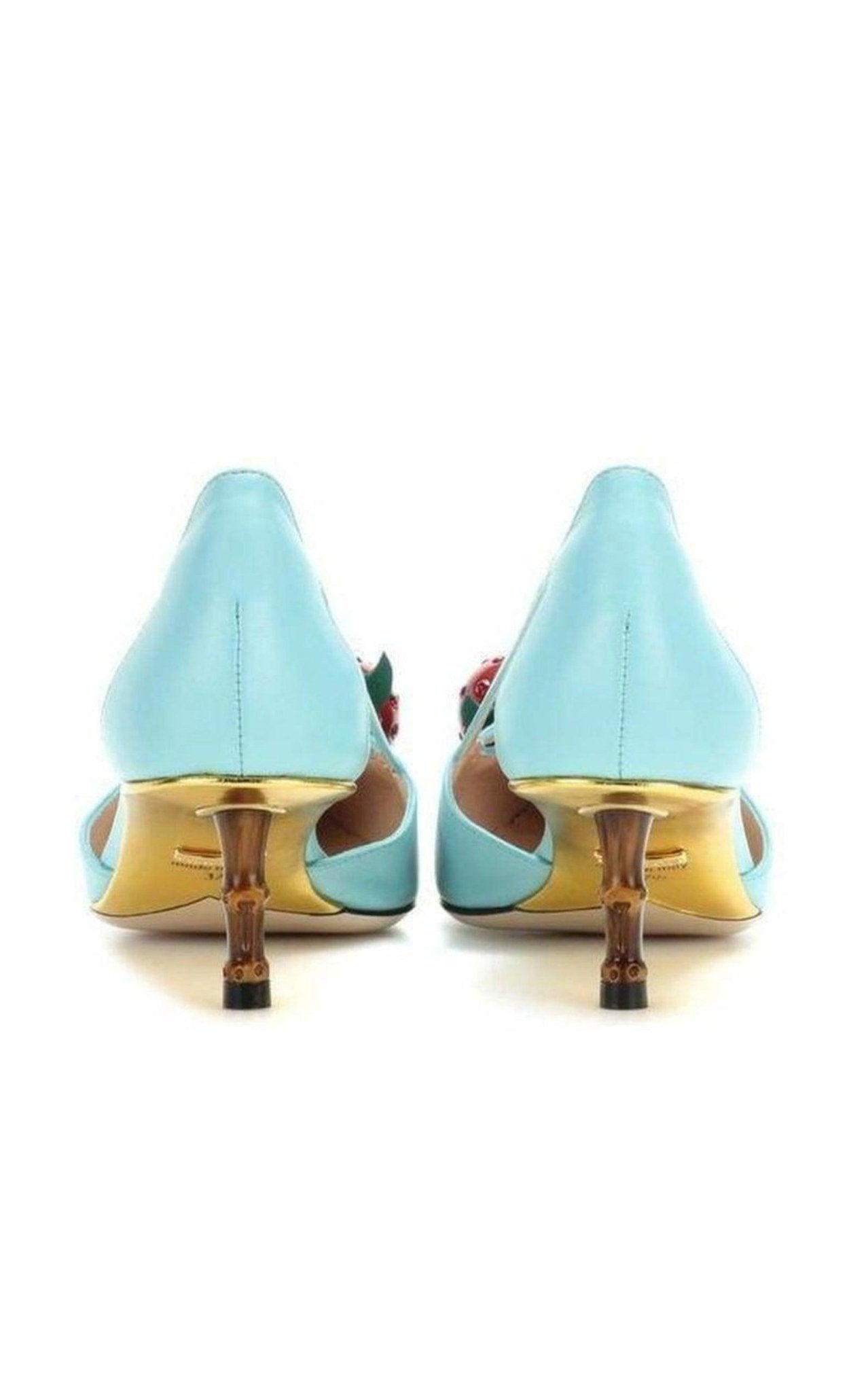 Gucci Unia Aqua Cherry Leather Slingback