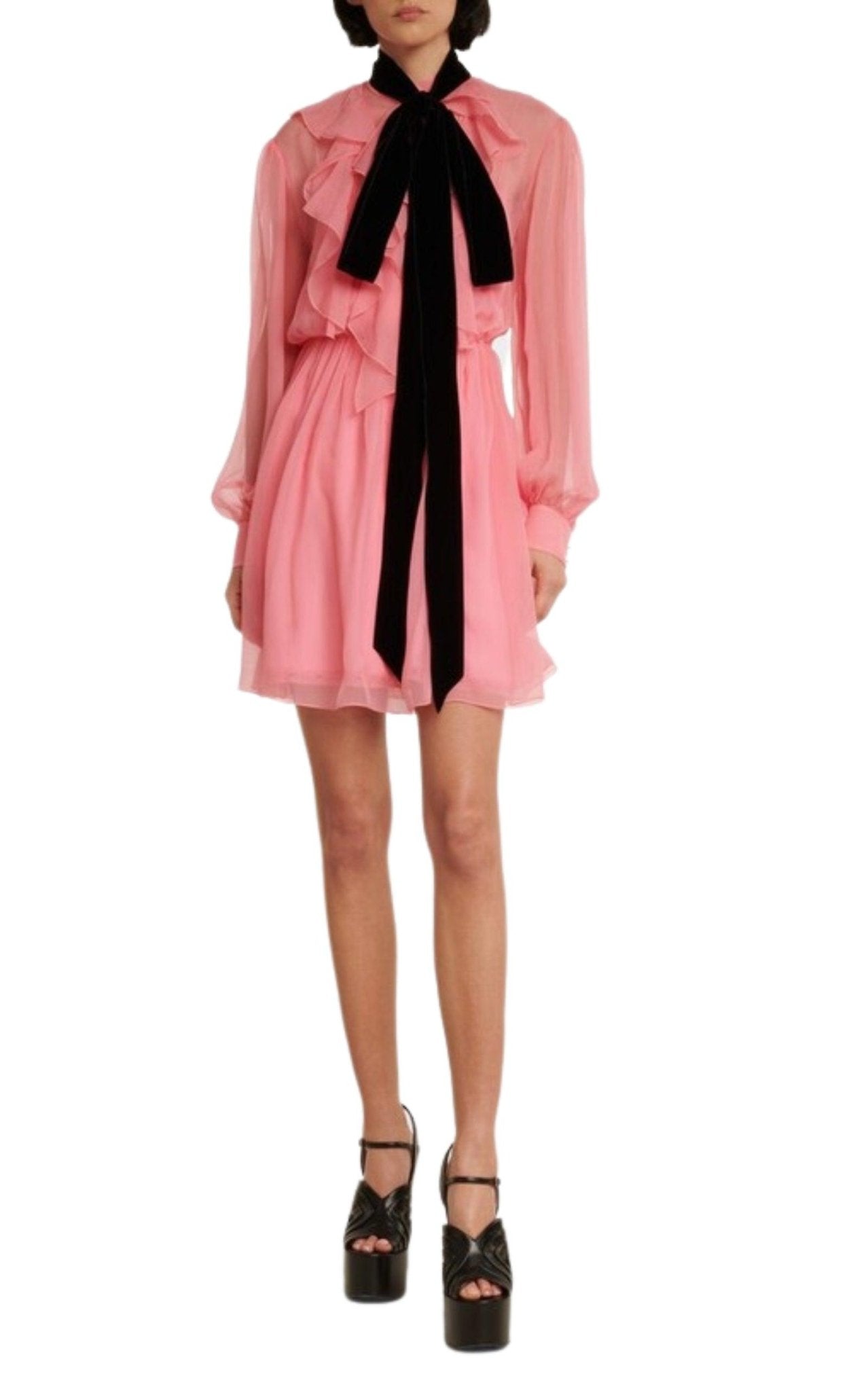 Gucci Velvet Ties Silk-chiffon Dress