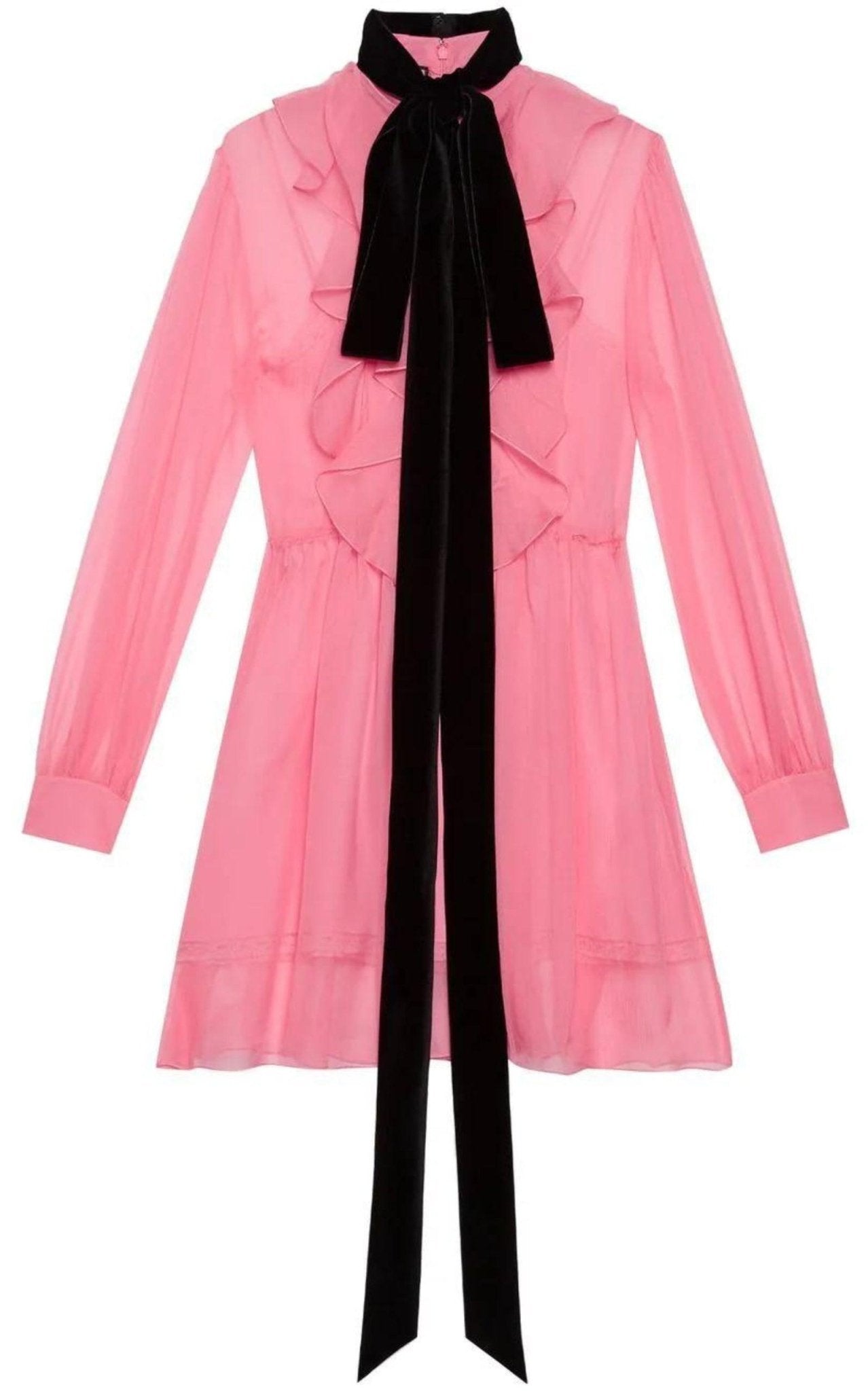 Gucci Velvet Ties Silk - chiffon Dress - Runway Catalog