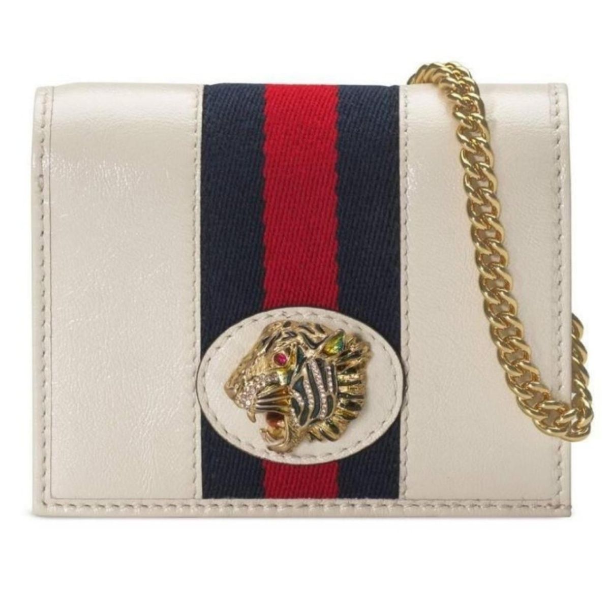 Gucci White Rajah Chain Card Case Wallet - Runway Catalog